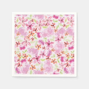 Pretty Romantic Blush Watercolor Flower Napkin