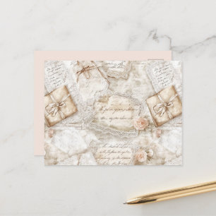 Pretty Romantic Ivory Blush Roses Love Letters Postcard