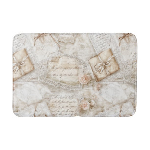 Pretty Romantic Love Letters Blush Roses Bath Mat
