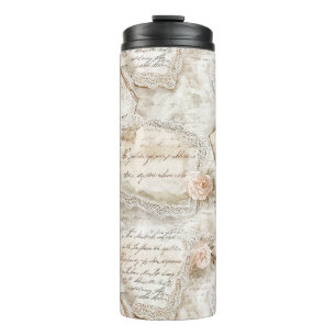 Pretty Romantic Love Letters Blush Roses Thermal Tumbler