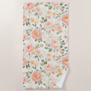 Pretty Romantic Peach Flowers Beach Towel