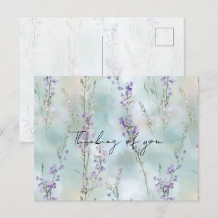 Pretty Romantic Purple Floral Thinking of you Postcard