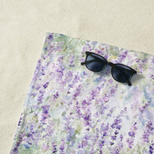 Pretty Romantic Purple Flowers Beach Towel