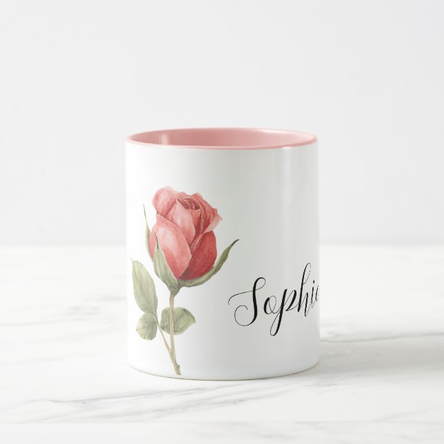 Pretty Romantic Red Rose Flower Mug (Center)