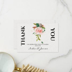 Pretty Rose and foliage Wedding Thank you Card