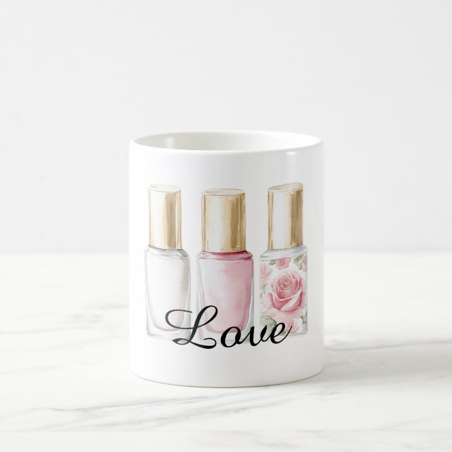 Pretty Rose Blush Pink Floral Nail Polish Coffee Mug (Center)