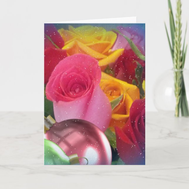 Pretty rose buds christmas card (Front)