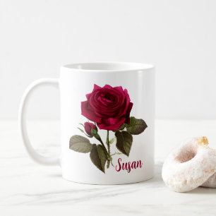 Pretty Rose Flower Mug Name Susan - Editable