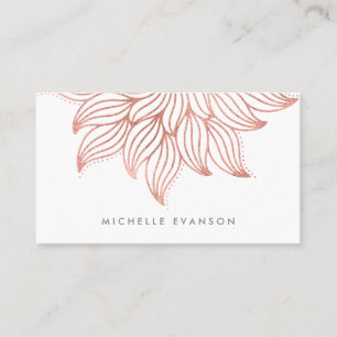 Pretty Rose Gold Flower Mandala Chic Business Card