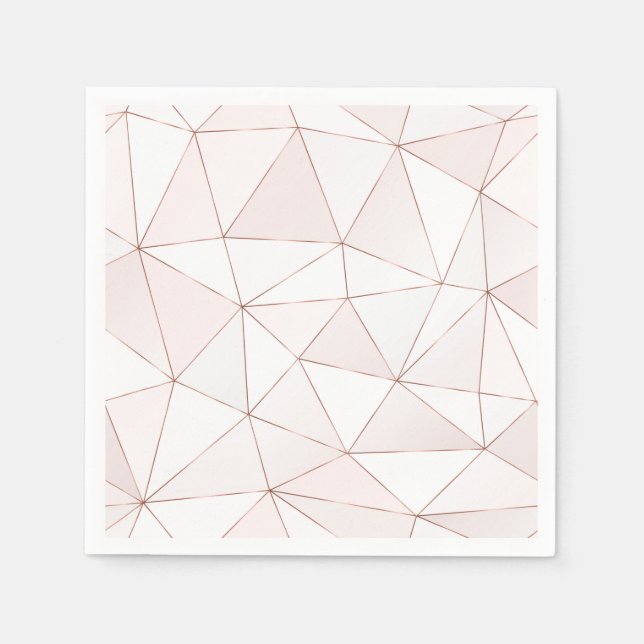 Pretty Rose Gold Foil Geometric Abstract Pattern Napkin (Front)