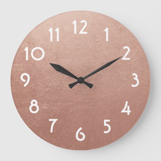 Pretty Rose Gold Foil Photo Large Clock (Front)