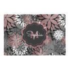 Pretty Rose Gold Geometric Flowers Illustration