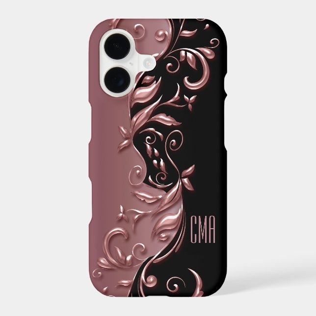 Pretty Rose Gold Ornate Design | Monogram (Back)