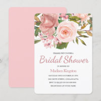 Pretty Rose Gold Pink Flowers Bridal Shower