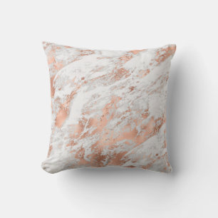 Pretty Rose Gold White Glitzy Marble   Cushion