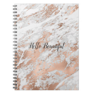 Pretty Rose Gold White Glitzy Marble       Notebook