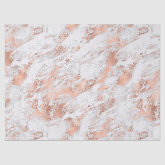 Pretty Rose Gold White Glitzy Marble   Tissue Paper (Front)