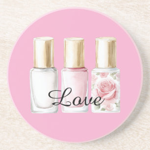 Pretty Rose Pink Floral Nail Polish Coaster