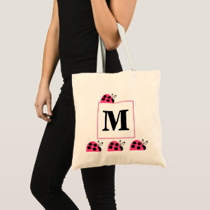 Pretty Rose Pink Ladybugs Personalised Tote Bag