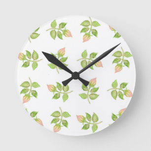 Pretty Rosebud-patterned Wall Clock