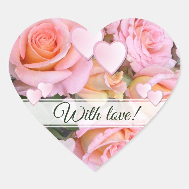 Pretty Roses and Hearts with Love Heart Sticker (Front)