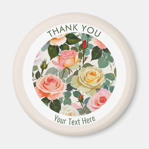 Pretty Roses Botanical Flower Blooms Thank You Magnet