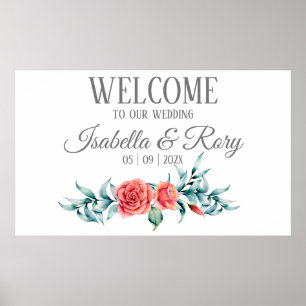 Pretty Roses & Eucalyptus Bouquet Wedding Poster