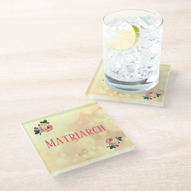 Pretty Roses Matriarch Mother Glass Coaster (Angled)
