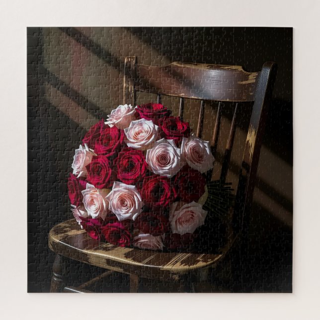 Pretty Roses on a Rustic Chair   Jigsaw Puzzle (Vertical)