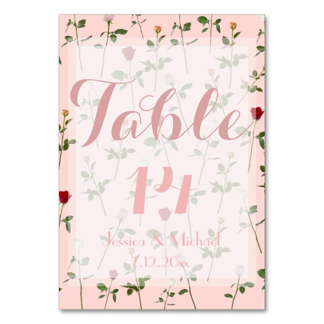Pretty Roses Table Number (Front)