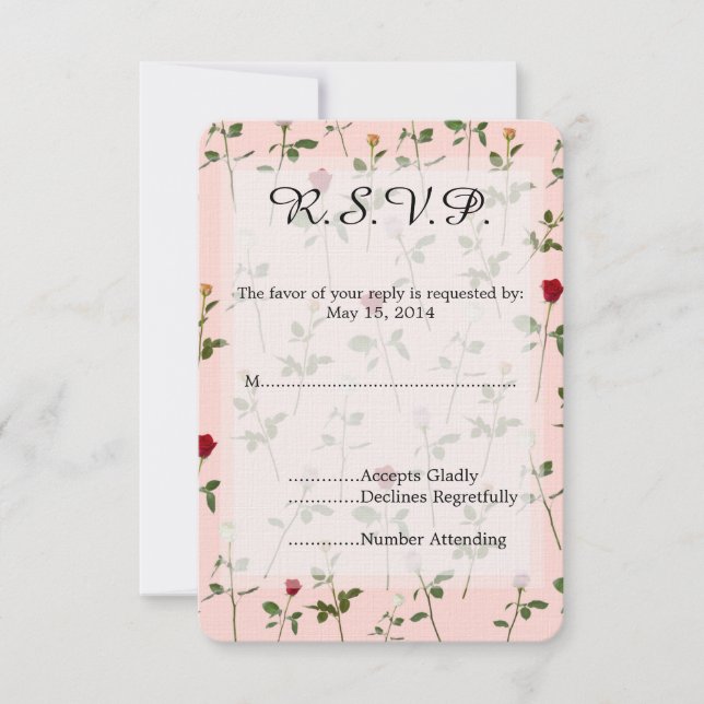 Pretty Roses Wedding RSVP Card (Front)