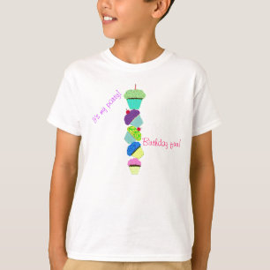 Pretty Row of Birthday Cupcakes Girls Shirt