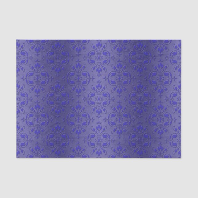 Pretty Royal Blue Elegant Damask Pattern Tissue Paper (Front)