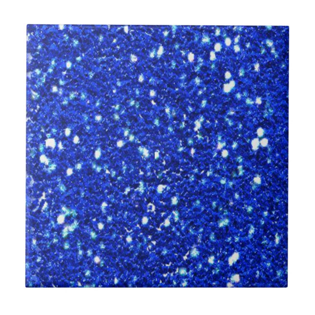 Pretty Royal Blue Sparkly Glitter Look Tile (Front)