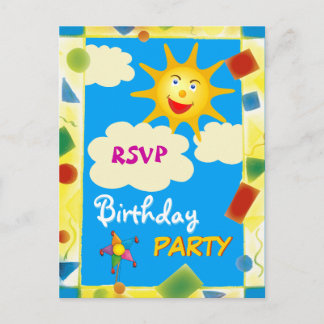 Pretty RSVP - BIRTHDAY PARTY Invitation Postcard