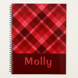 Pretty Ruby Red Plaid Monogram Planner