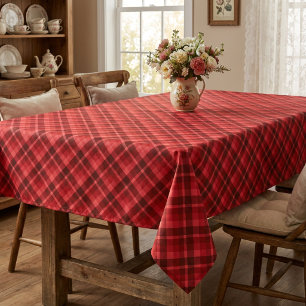 Pretty Ruby Red Plaid Pattern Medium Tablecloth