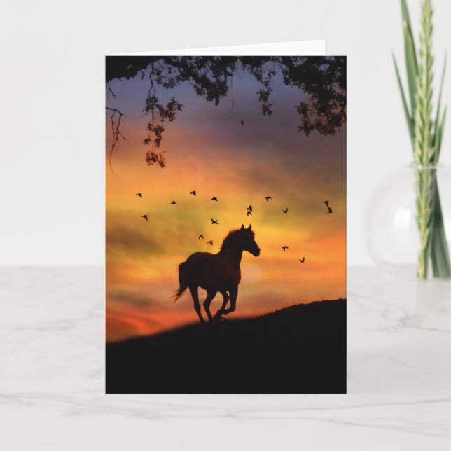 Pretty Running Horse Note Card (Front)