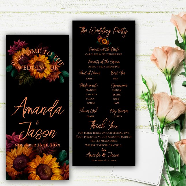 Pretty Rustic Burnt Orange Floral Wedding Program (Pretty Rustic Burnt Orange Floral Wedding Program)