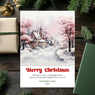 Pretty rustic Christmas scene traditional festive Holiday Card