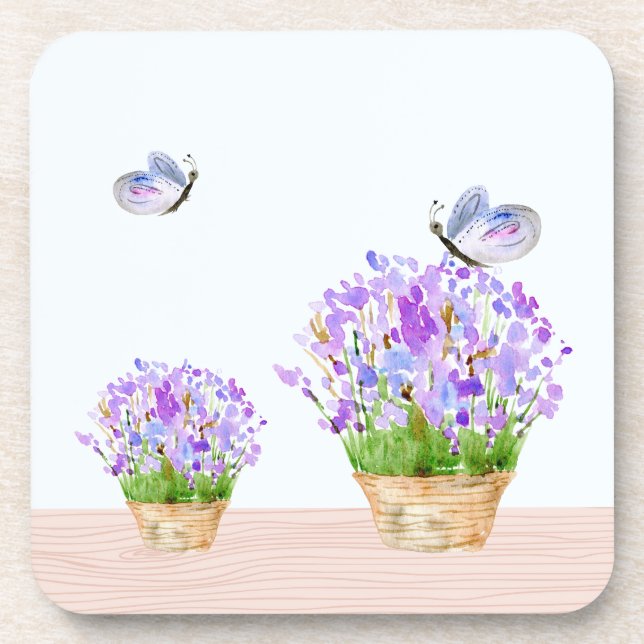Pretty Rustic Floral and Butterflies Coaster (Front)
