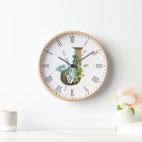 Pretty Rustic Letter J Wood Frame Clock