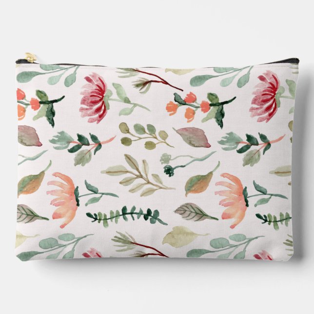 Pretty rustic watercolor flowers Cute pattern Accessory Pouch (Front)