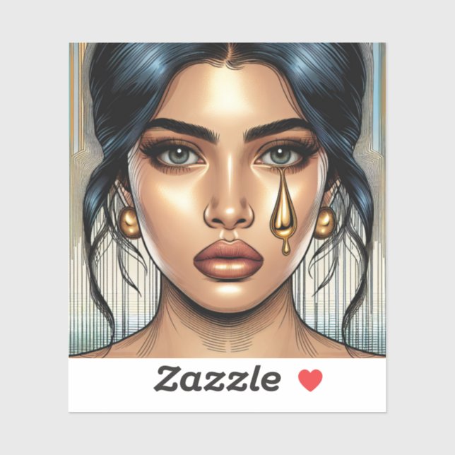 Pretty Sad Woman with Gold Tear (Sheet)