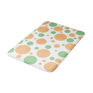 Pretty Sage Green Orange Polka Dots Bath Mat