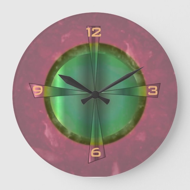 Pretty Salmon Pink and Green> Kitchen Clock (Front)