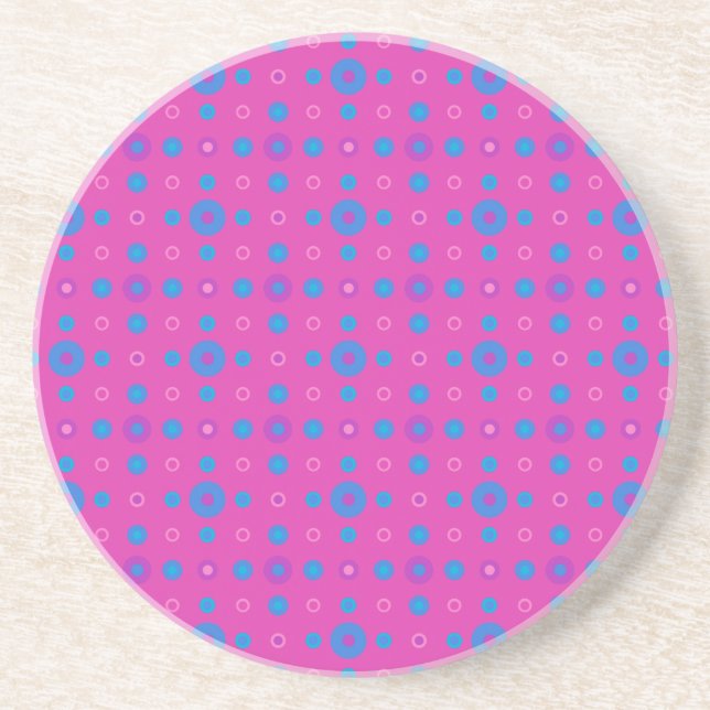 Pretty Sandstone Coaster,  Magenta and Bright Blue Coaster (Front)