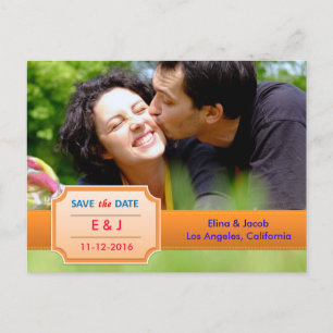 Pretty Save the Date Photo Postcard I Orange