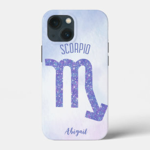 Pretty Scorpio Astrology Sign Personalised Purple iPhone 13 Mini Case