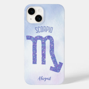 Pretty Scorpio Astrology Sign Personalised Purple Case-Mate iPhone 14 Case